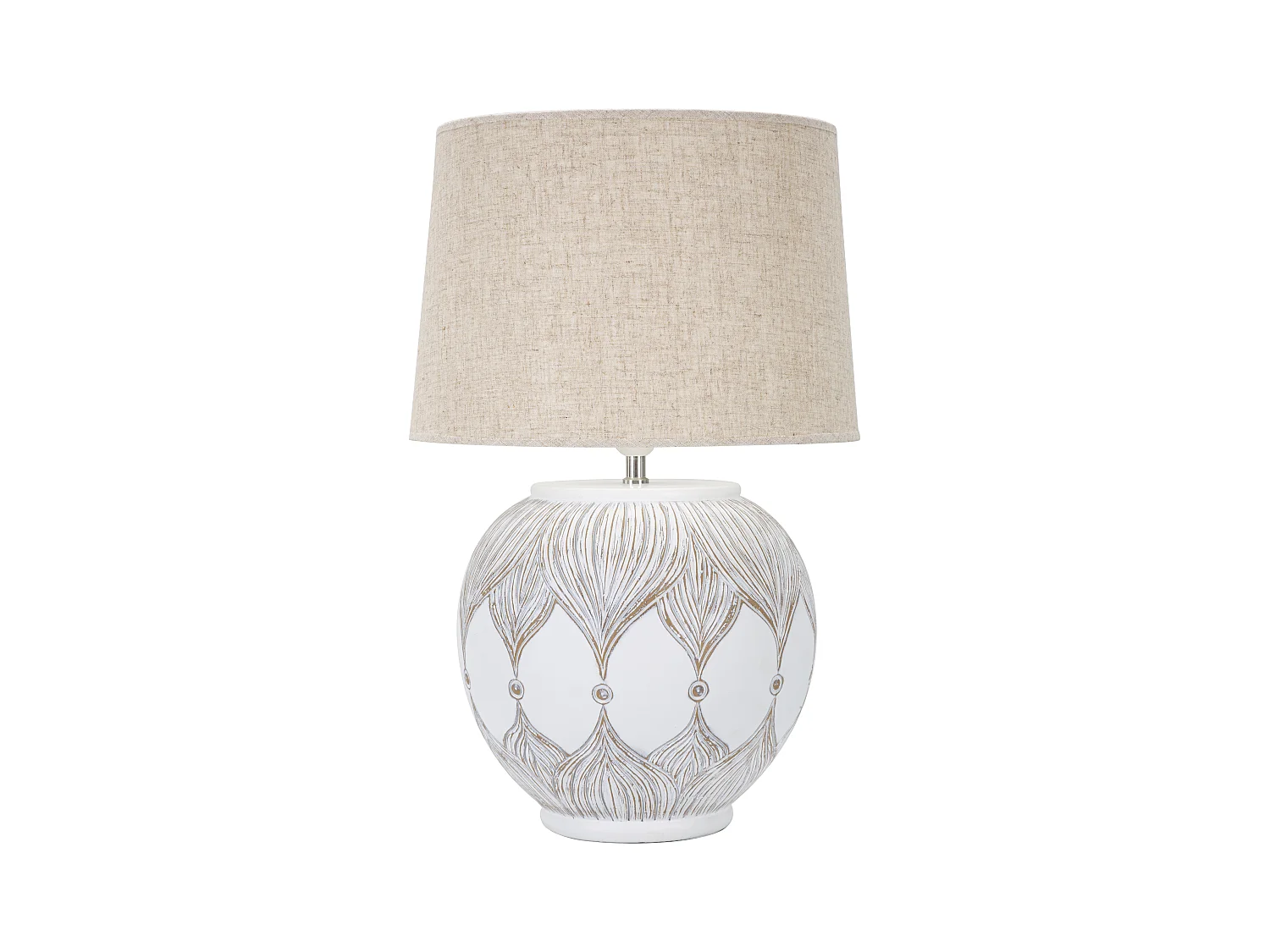 Lampe à Poser en Résine "Atene" 59cm Blanc & Naturel