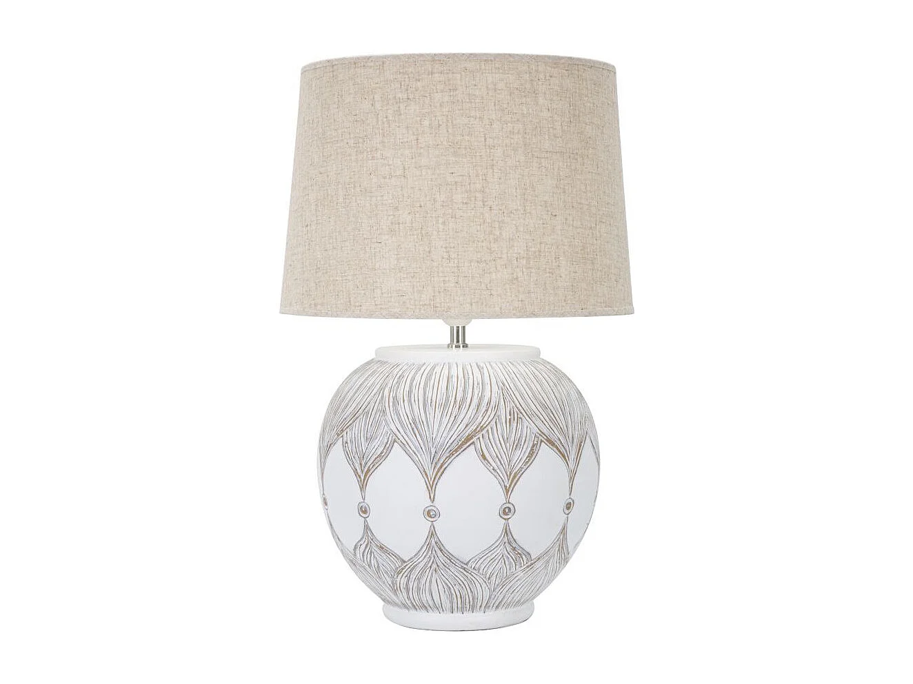 Witte hars tafellamp met beige lampenkap Ø 38x59 cm