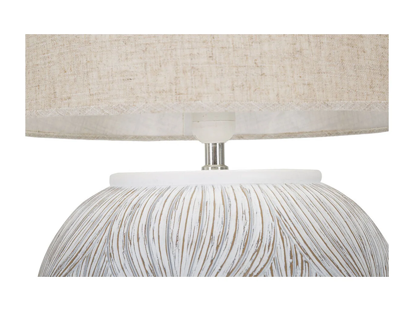 Witte hars tafellamp met beige lampenkap Ø 38x59 cm