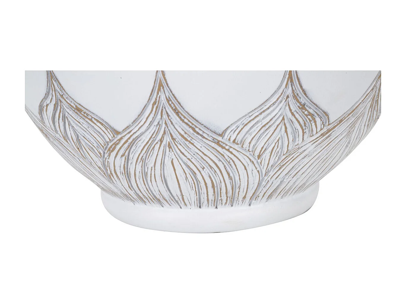 Witte hars tafellamp met beige lampenkap Ø 38x59 cm