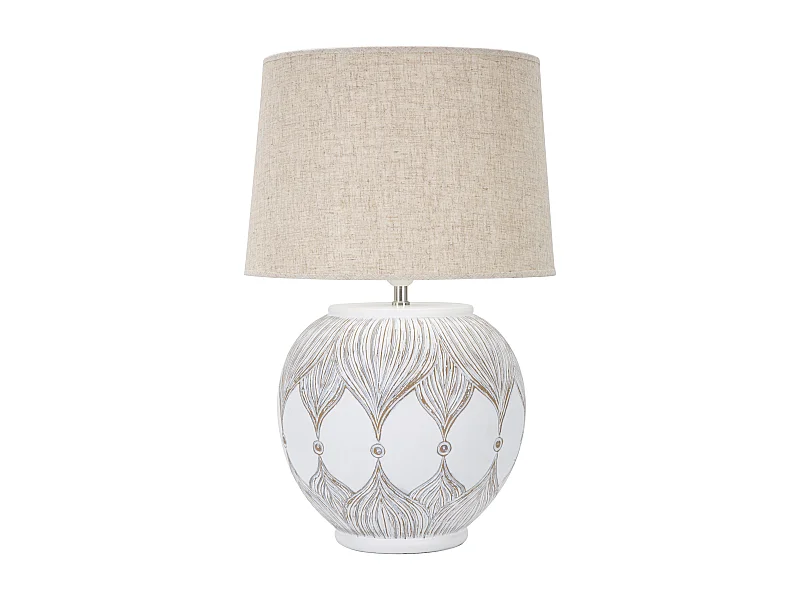 Lampe à Poser en Résine "Atene" 59cm Blanc & Naturel