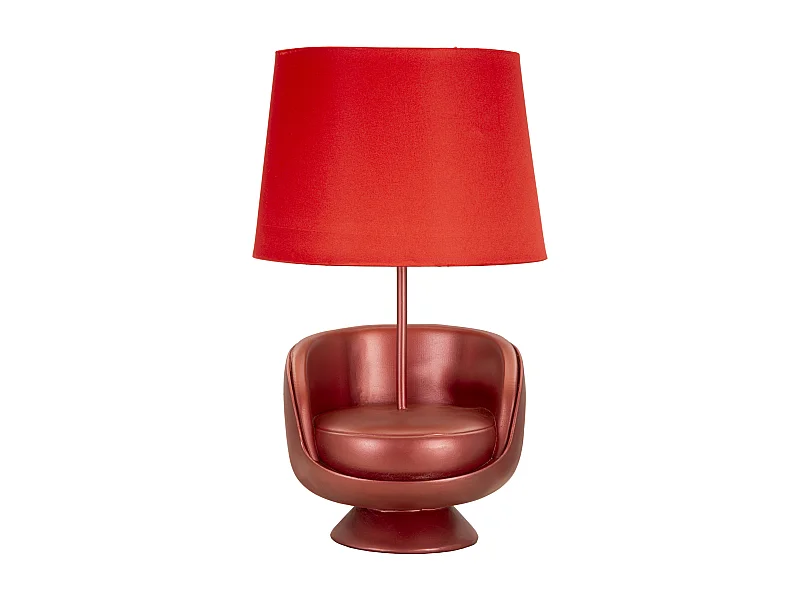 Lampada da tavolo poltrona in resina rossa Ø cm 26x43