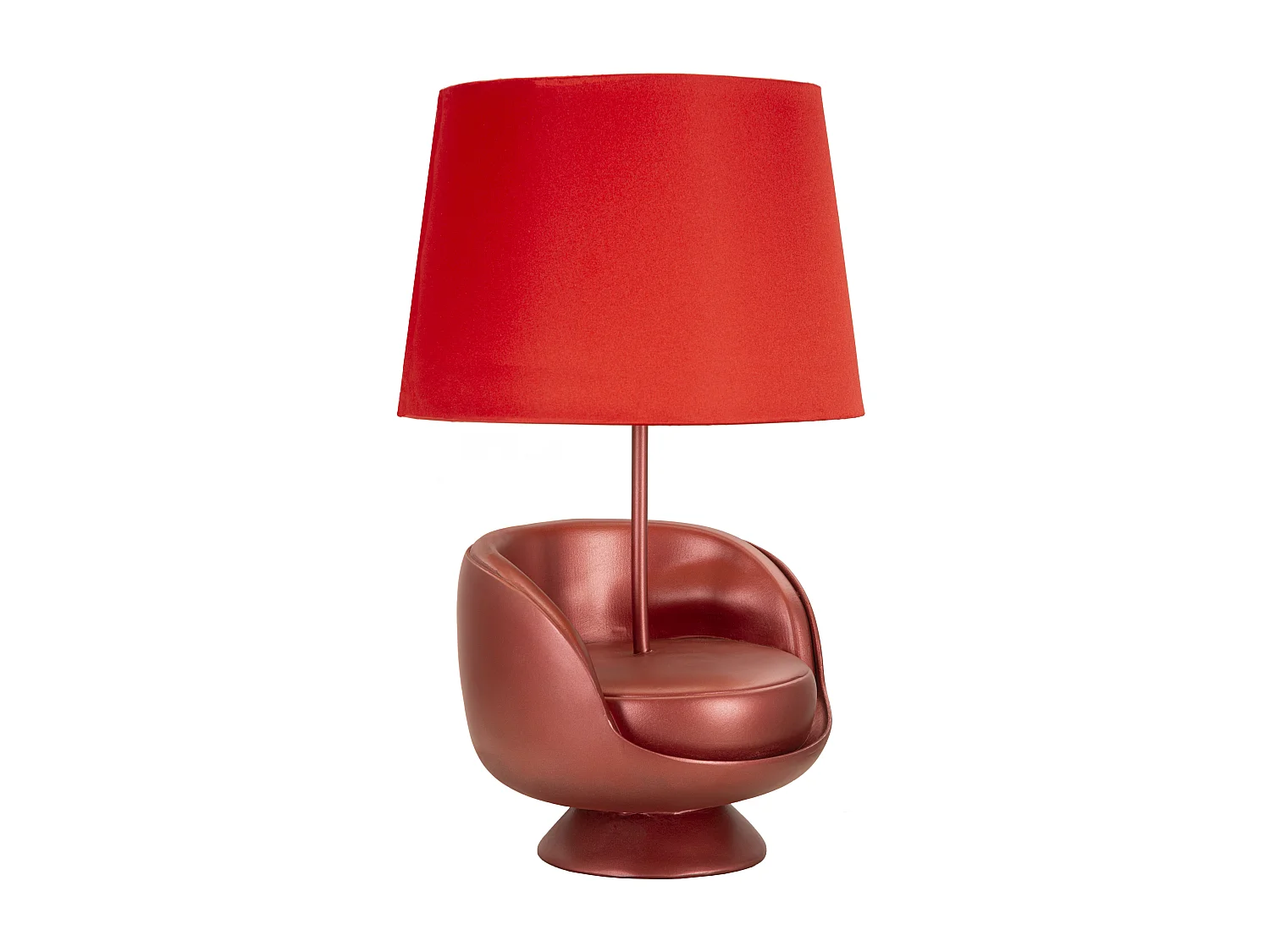 Lampada da tavolo poltrona in resina rossa Ø cm 26x43
