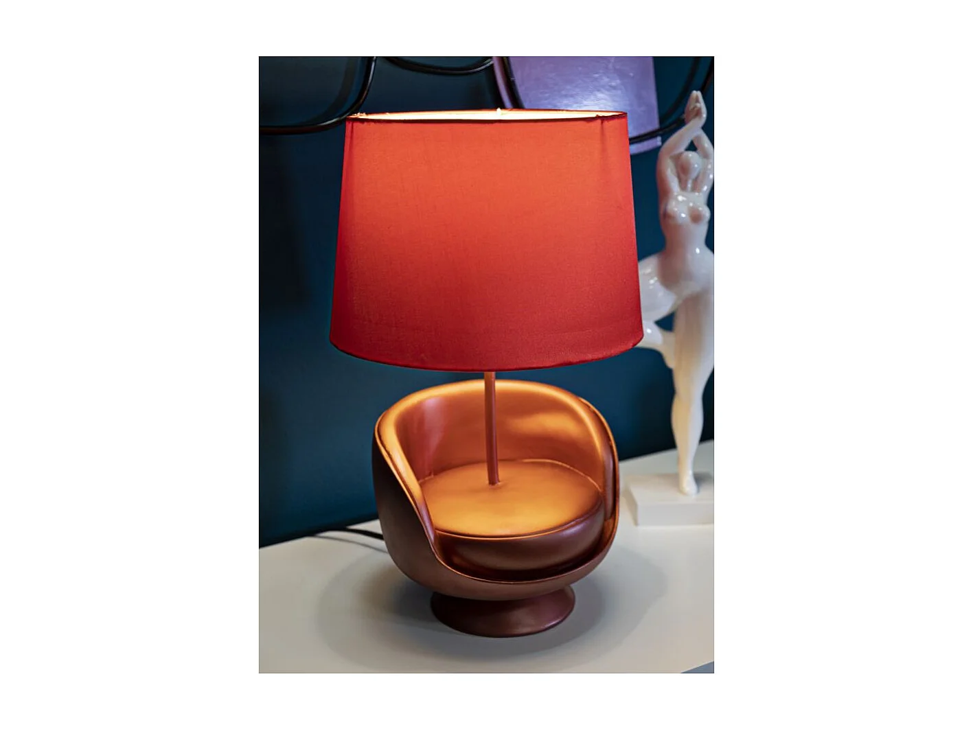 Lampe à Poser Déco "Midcentury" 43cm Rouge