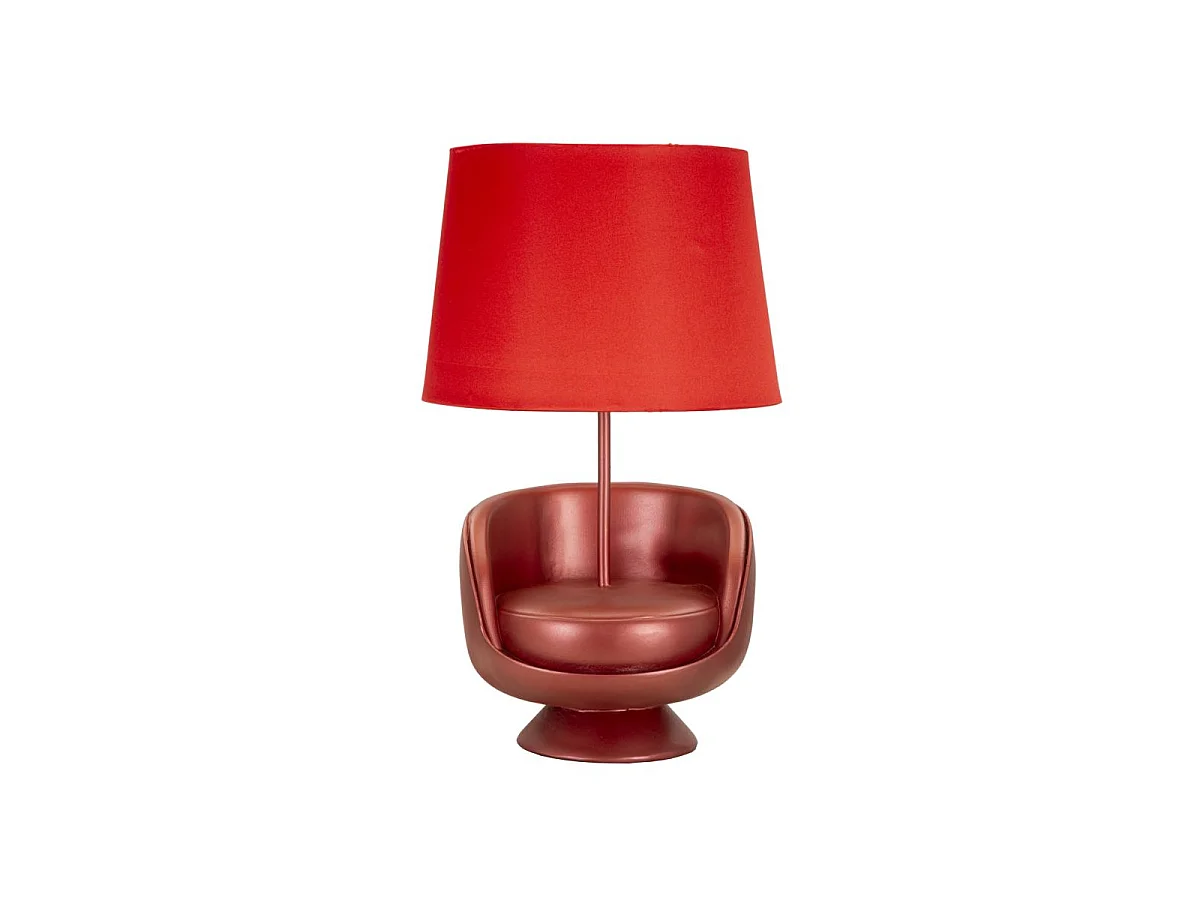 Lampe à Poser Déco "Midcentury" 43cm Rouge