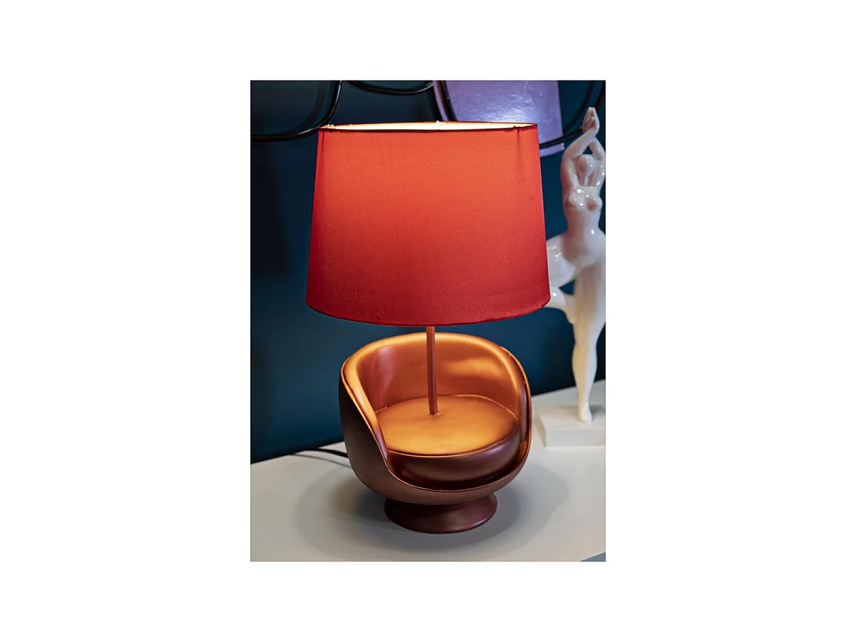 Lampe à Poser Déco "Midcentury" 43cm Rouge