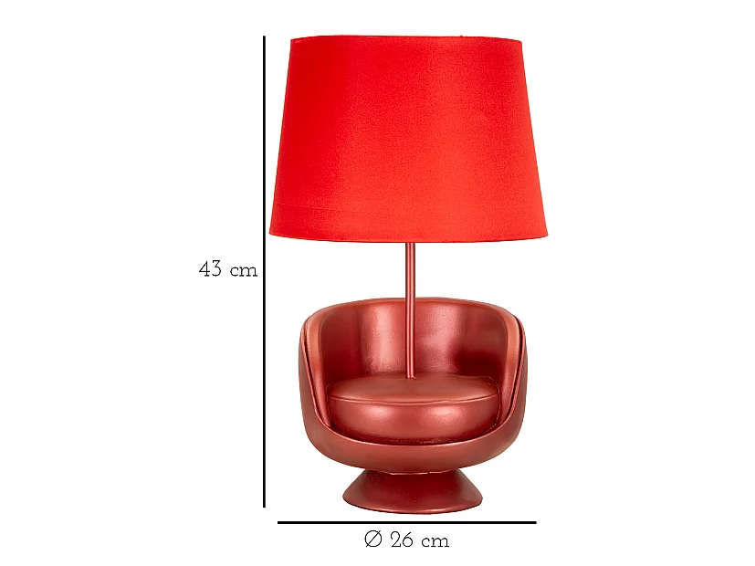 Lampe à Poser Déco "Midcentury" 43cm Rouge