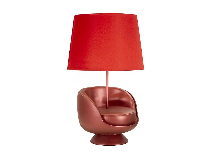 Lampe à Poser Déco "Midcentury" 43cm Rouge