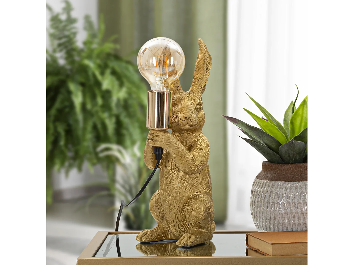 Lampe à Poser en Résine "Rabbit" 35cm Or