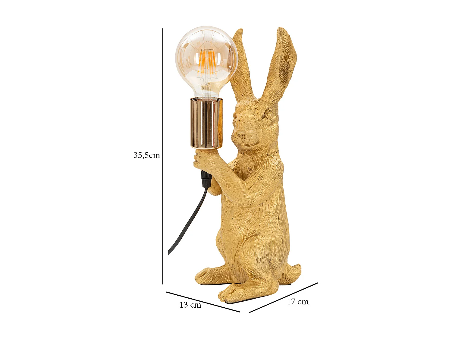 Lampe à Poser en Résine "Rabbit" 35cm Or