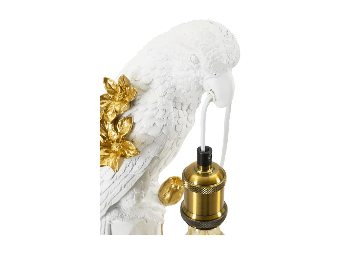 Lampe à Poser en Résine "Perroquet" 50cm Blanc