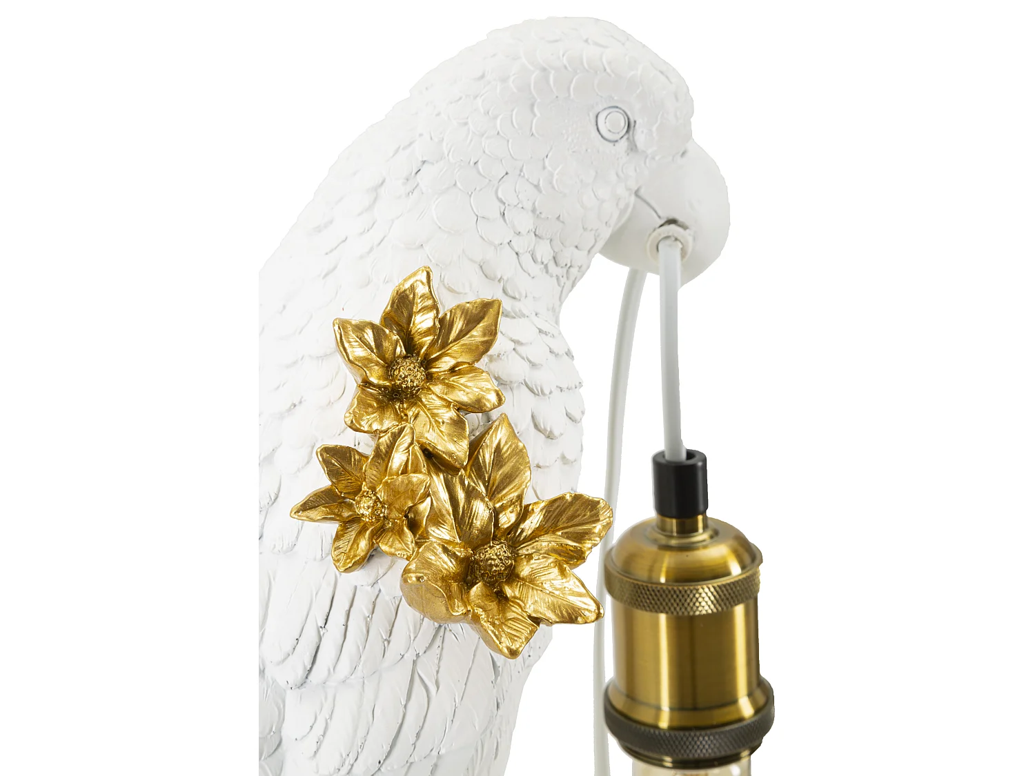 Lampe à Poser en Résine "Perroquet" 50cm Blanc