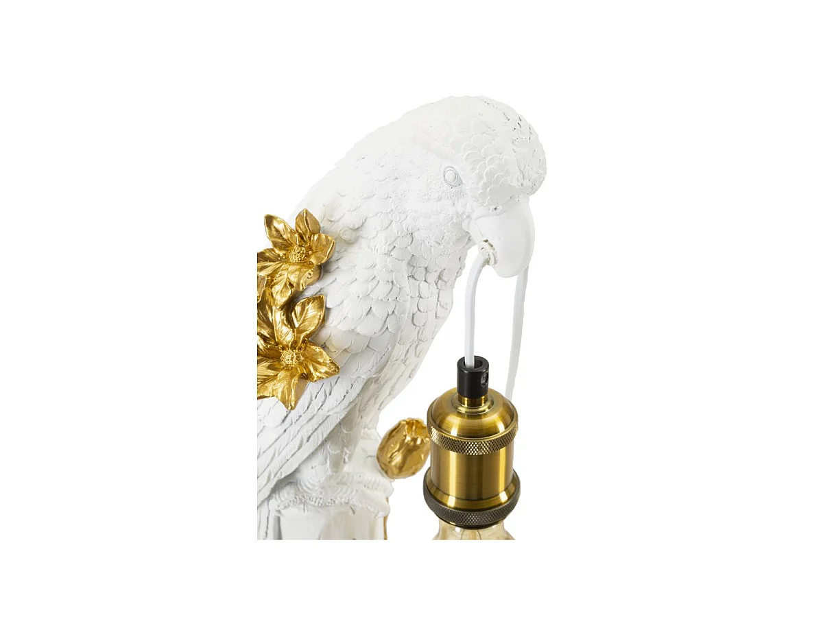 Lampe à Poser en Résine "Perroquet" 50cm Blanc