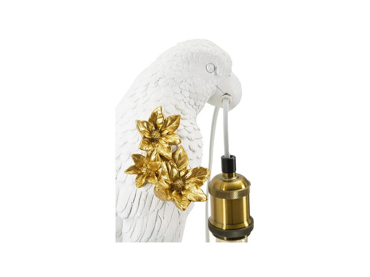 Lampe à Poser en Résine "Perroquet" 50cm Blanc