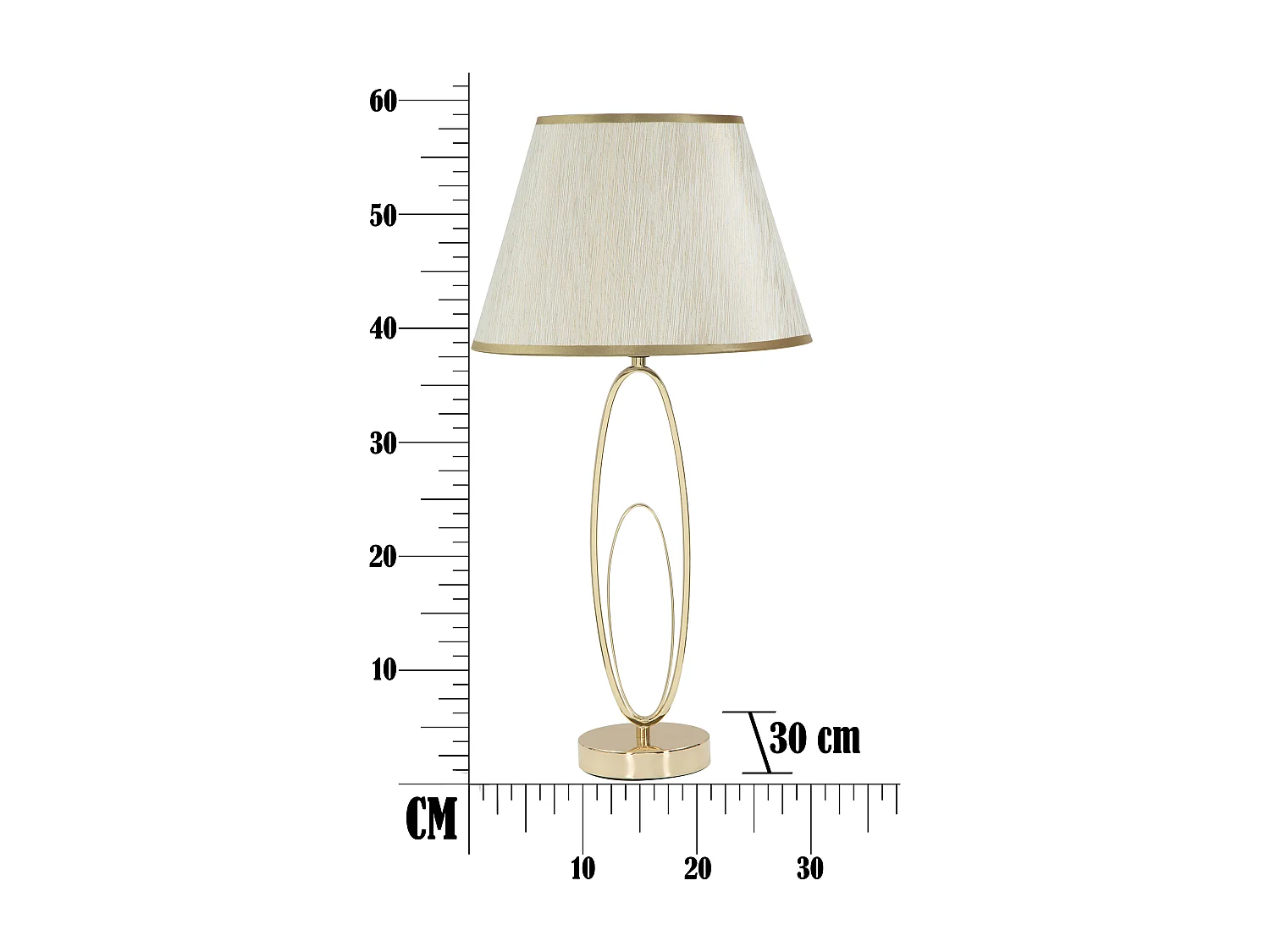 Lampe à Poser en Métal "Flush" 58cm Crème & Or