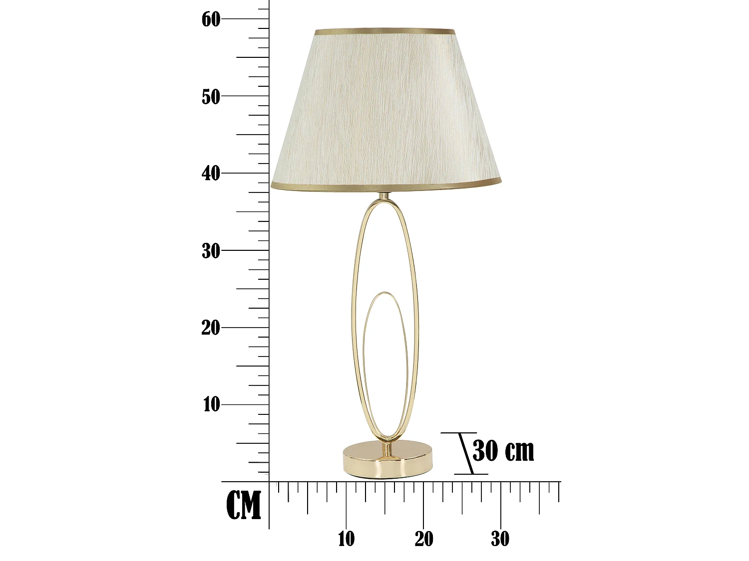 Lampe à Poser en Métal "Flush" 58cm Crème & Or