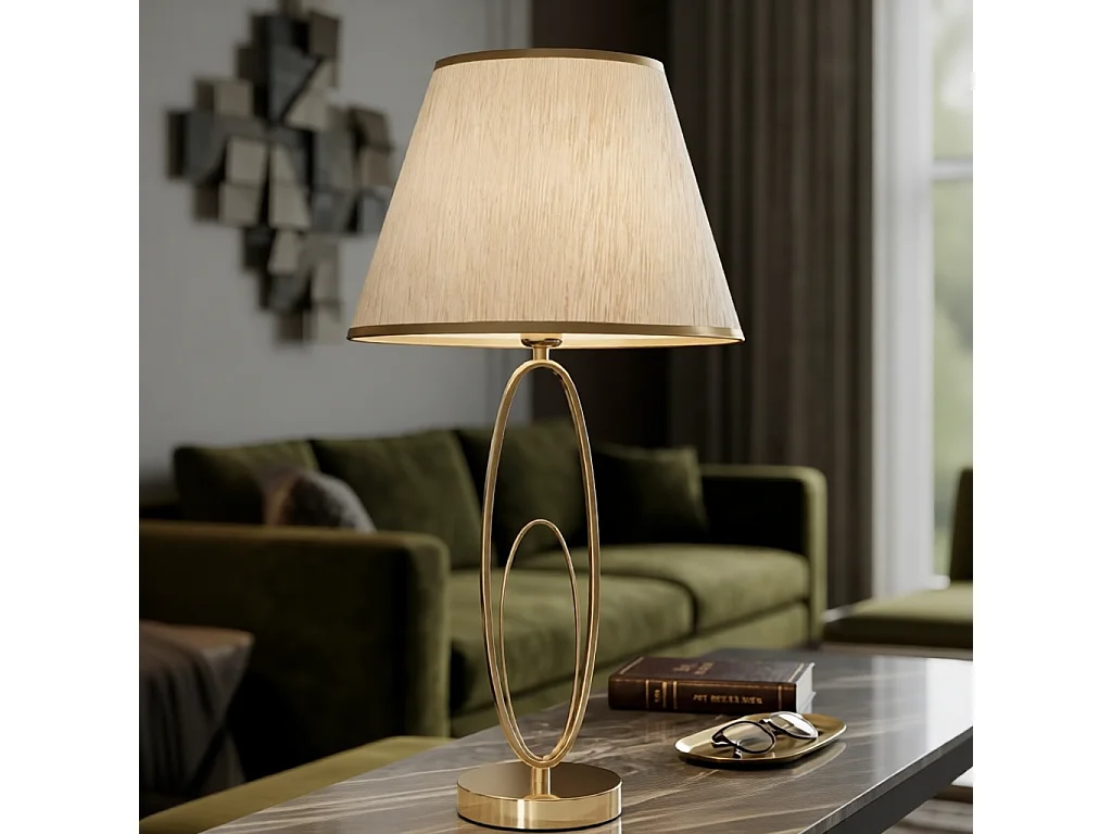 Lampada da tavolo in metallo dorata Ø cm 30x58