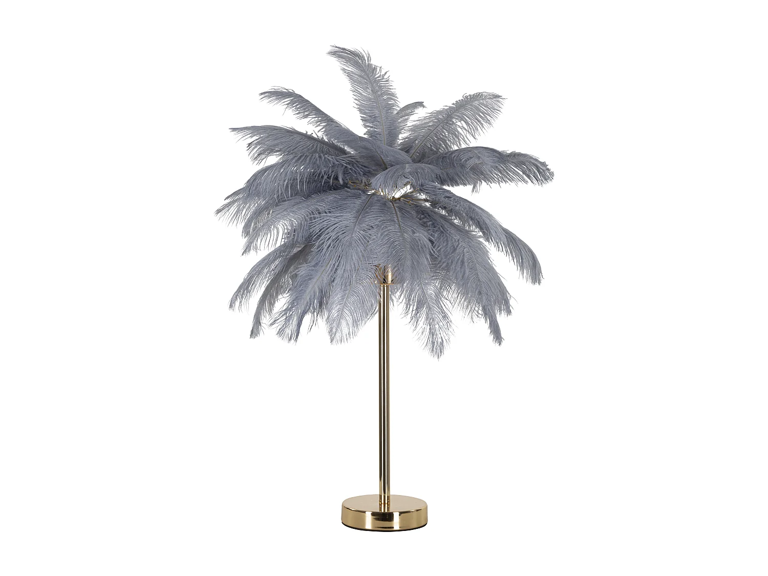 Lampe à Poser Imitation Plume "Palm" 60cm Or & Gris