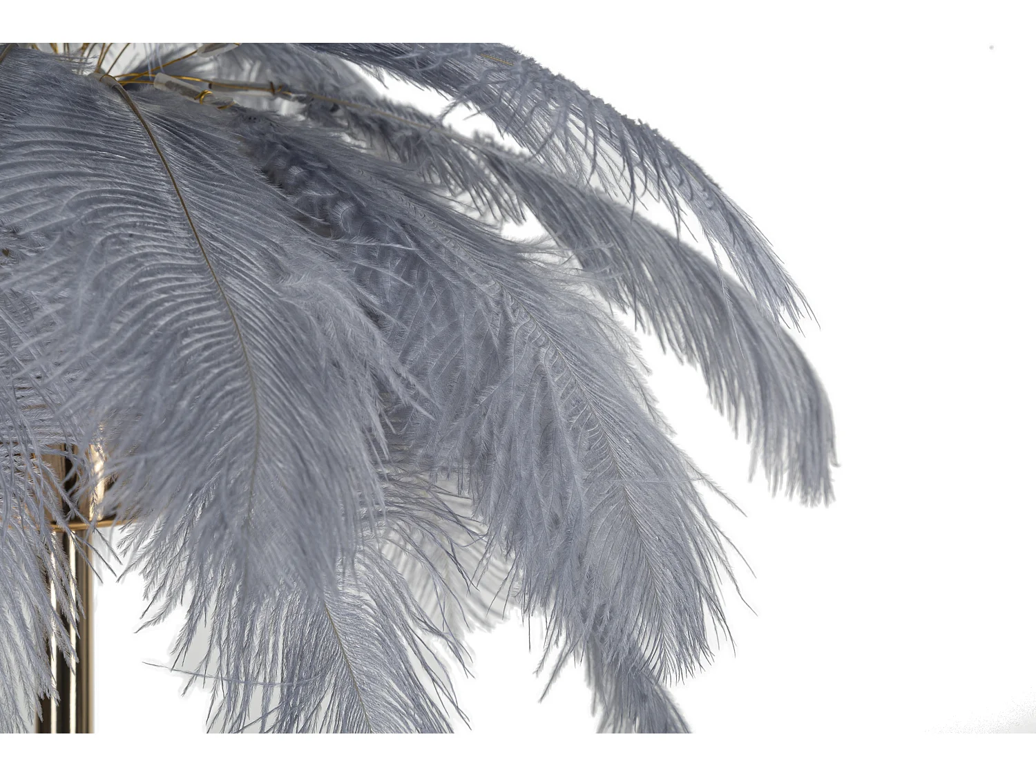 Lampe à Poser Imitation Plume "Palm" 60cm Or & Gris