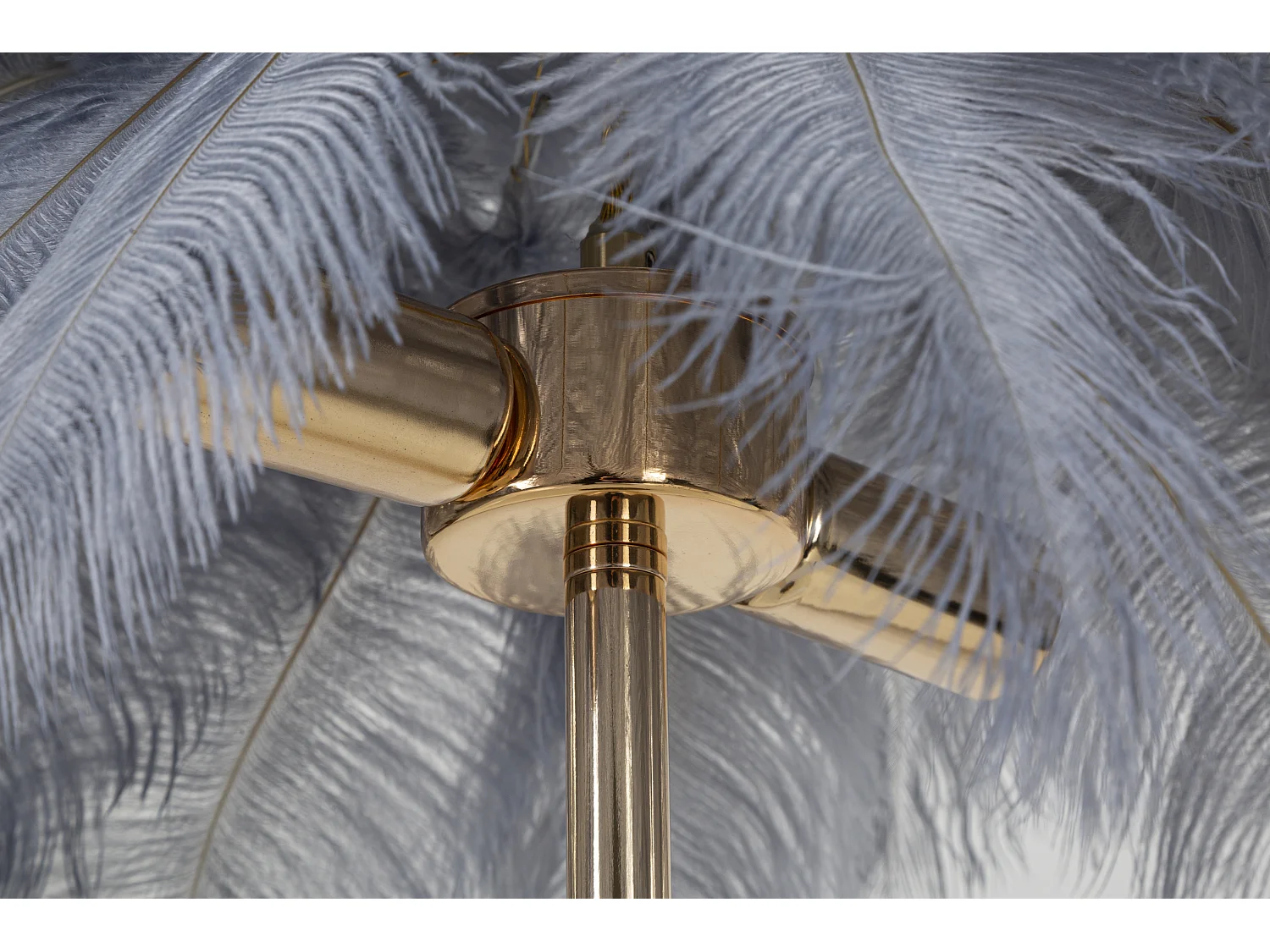 Lampe à Poser Imitation Plume "Palm" 60cm Or & Gris