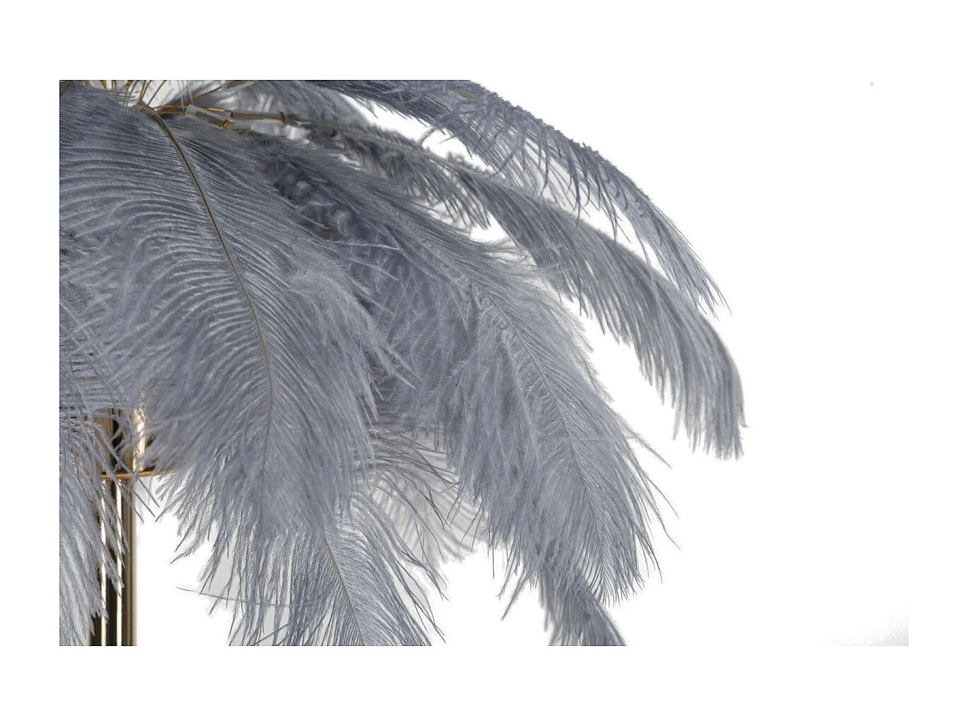 Lampe à Poser Imitation Plume "Palm" 60cm Or & Gris