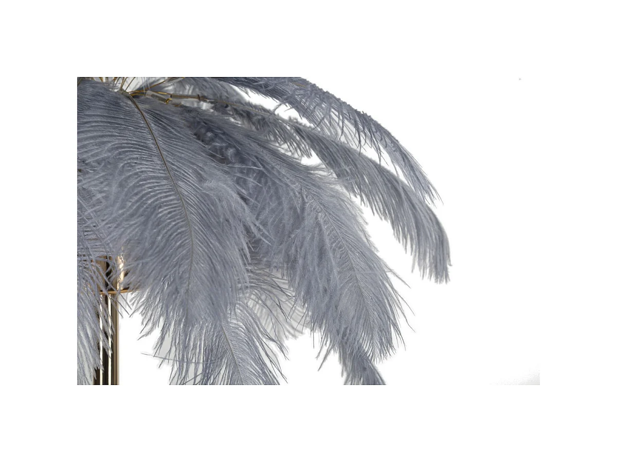 Lampe à Poser Imitation Plume "Palm" 60cm Or & Gris