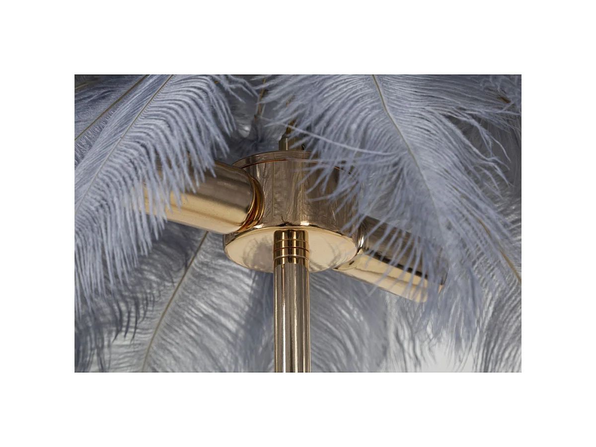 Lampe à Poser Imitation Plume "Palm" 60cm Or & Gris