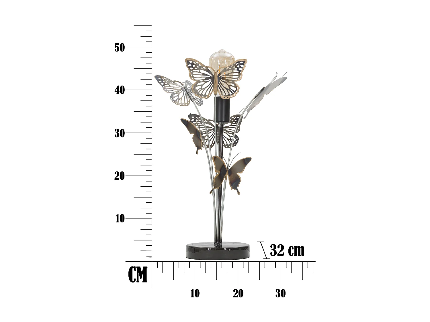 Lampada da tavolo in metallo multicolore con farfalle Ø cm 32x47