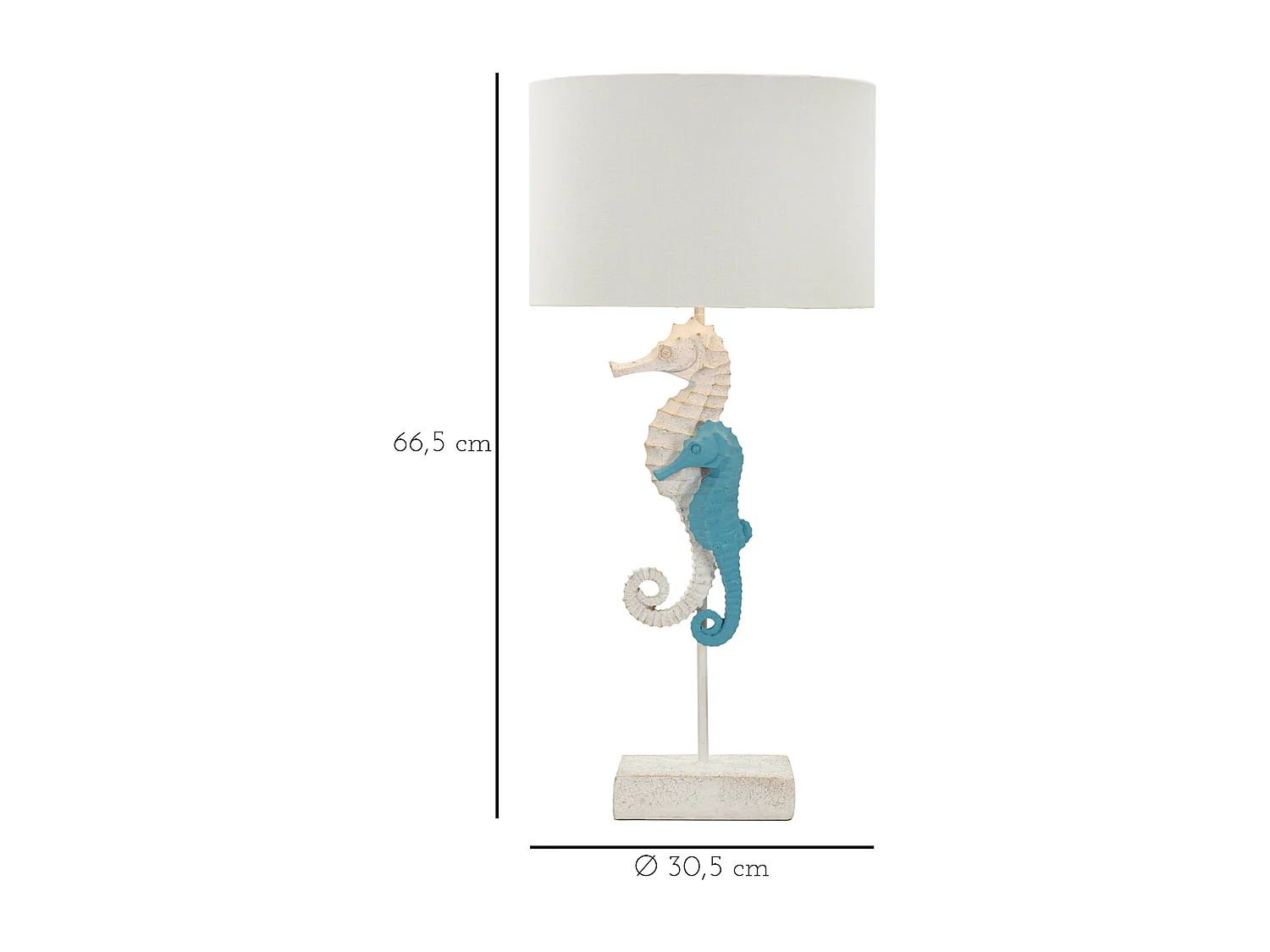 Lampe à Poser en Résine "Hippocampes" 66cm Multicolore