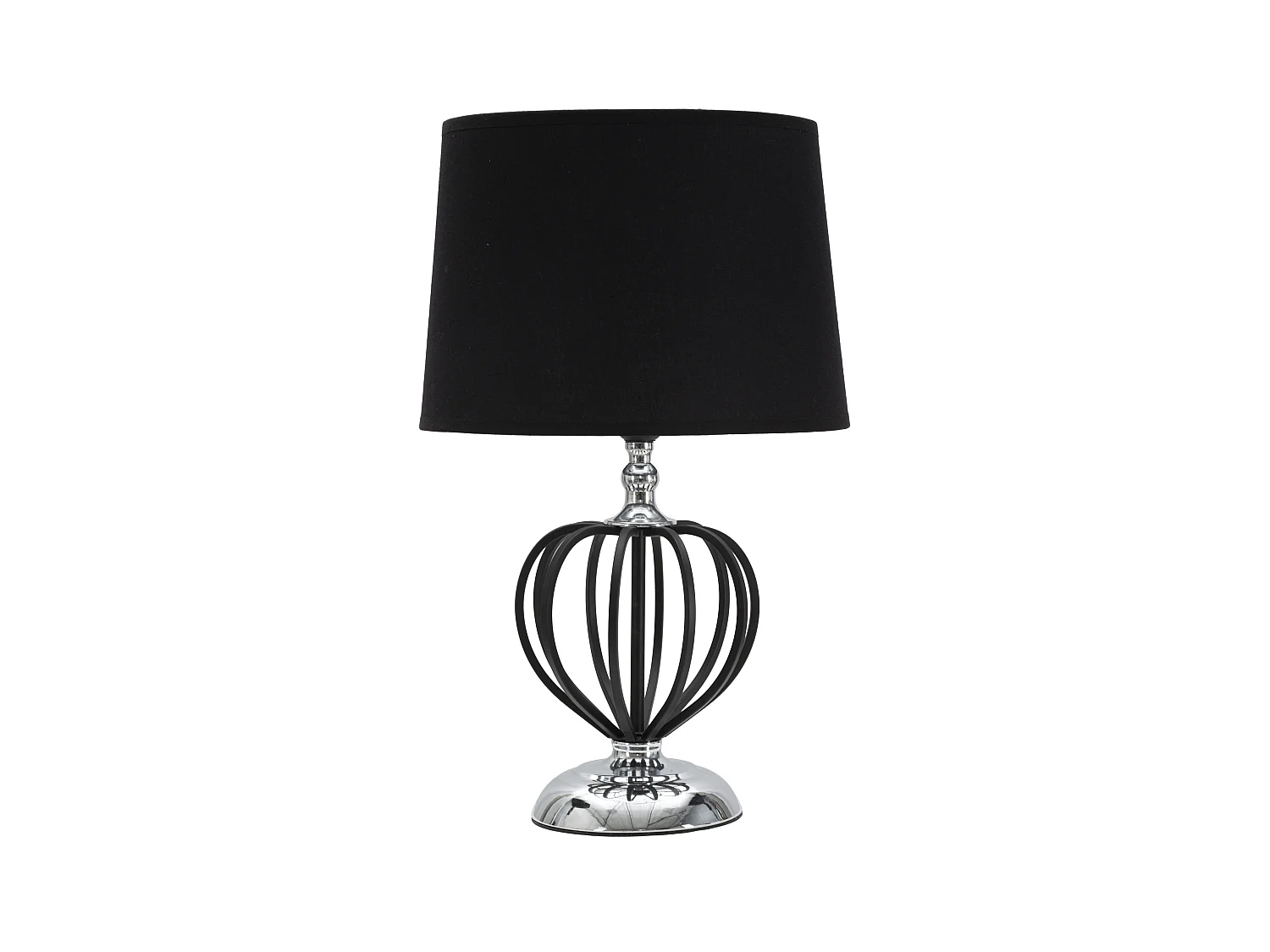 Lampe de table argent foncé - Métal Argenté Élégant et Décorations Noires, Ø 28 cm x 44,5 cm, Design Glam Raffiné