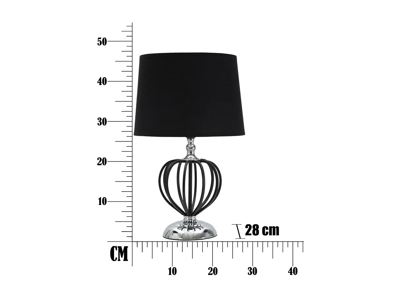 Zwarte metalen lamp met zwarte lampenkap Ø cm 28x44,5