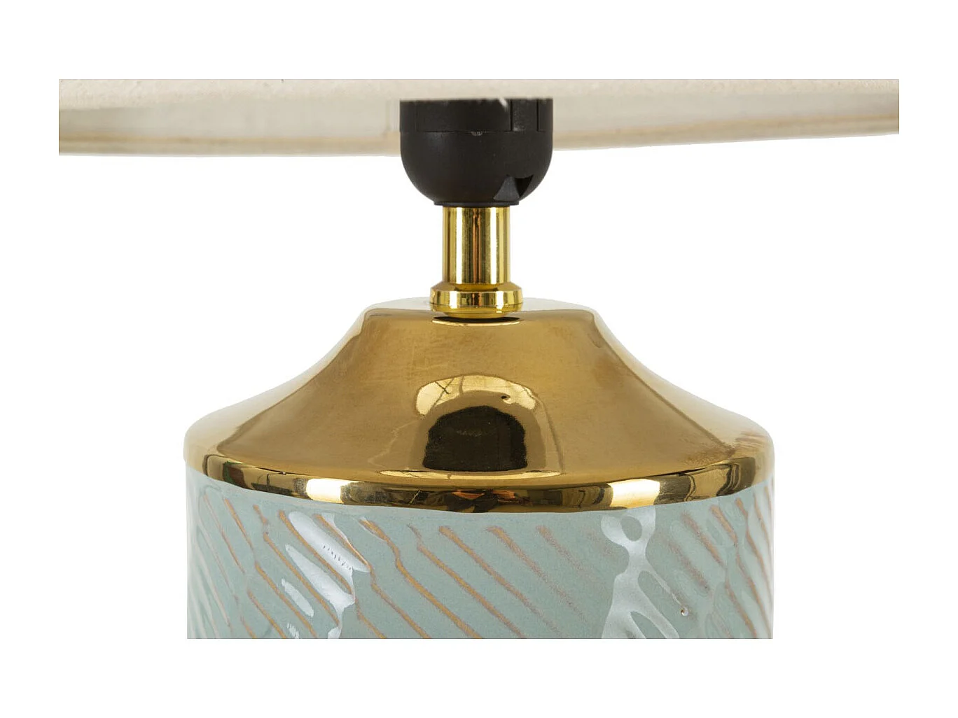 Lampada da tavolo in ceramica celeste e dorata Ø cm 30x47