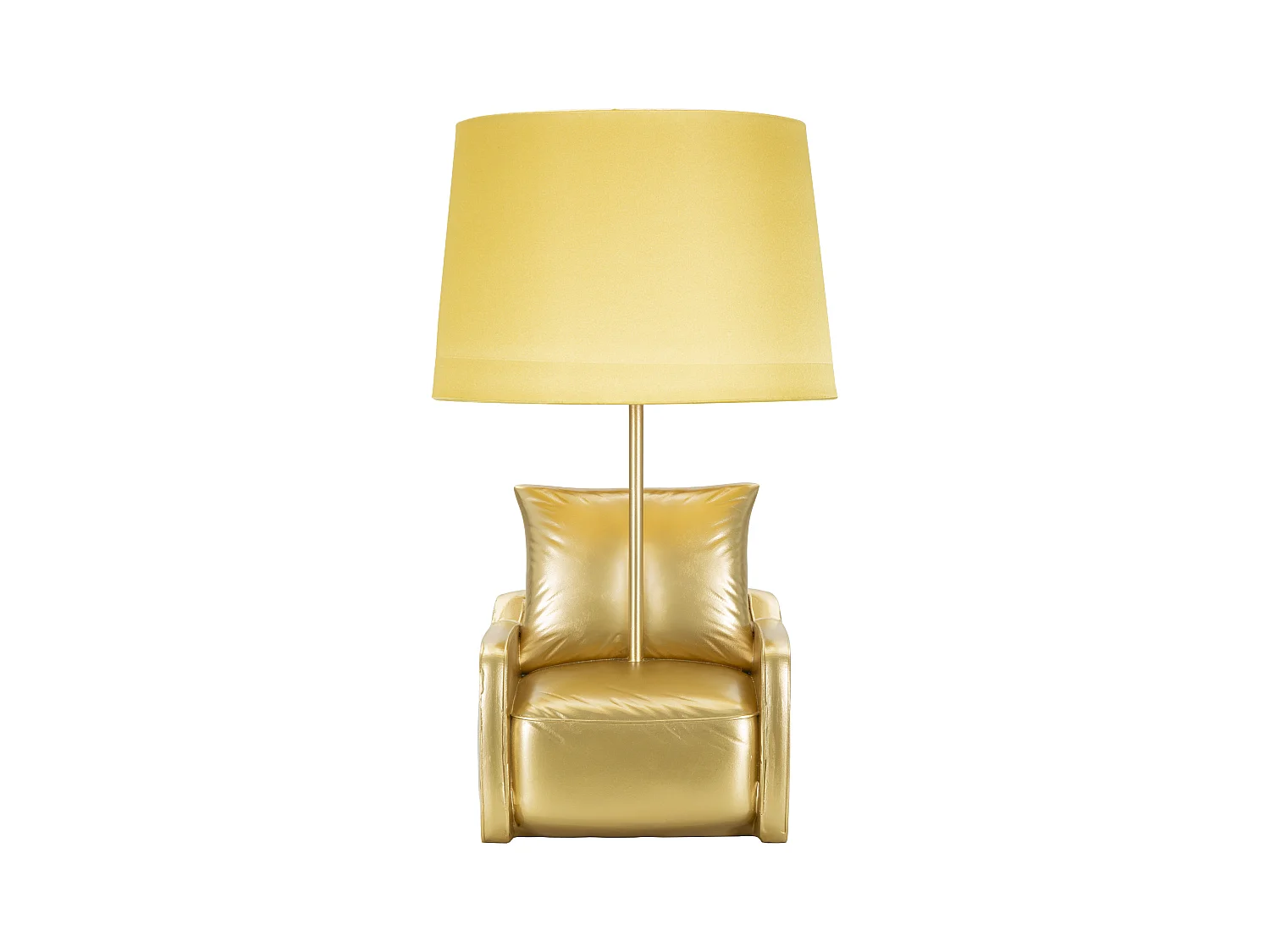 Lampe à poser de style médiéval en or - Design vintage en résine et métal avec abat-jour en tissu ocre jaune - Dimensions Ø 26 x 46 cm