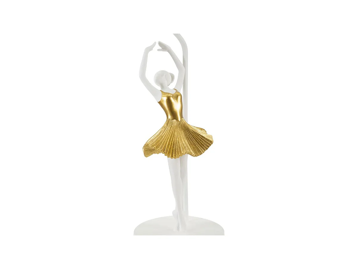 Lampe à Poser en Résine "Dancer" 64cm Blanc & Or