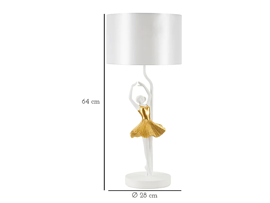 Lampe à Poser en Résine "Dancer" 64cm Blanc & Or