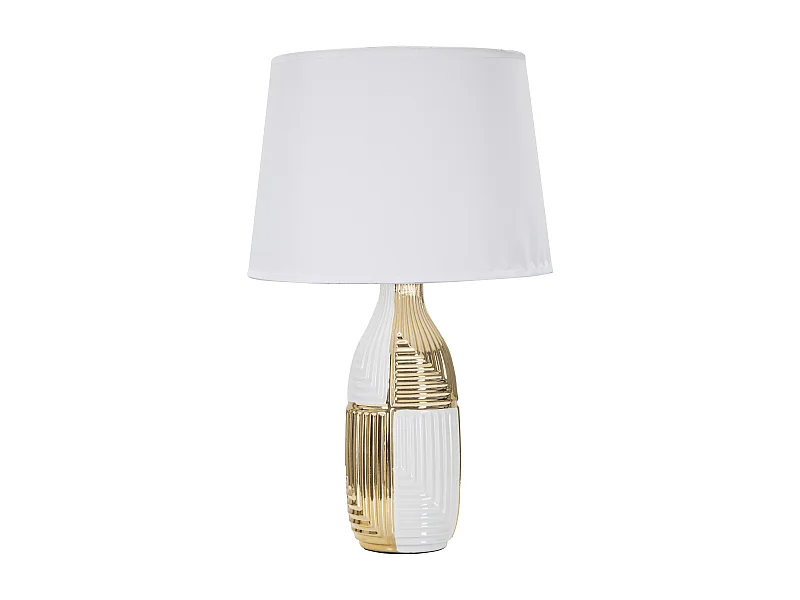 Lampe à Poser en Céramique "Line" 54cm Blanc & Or