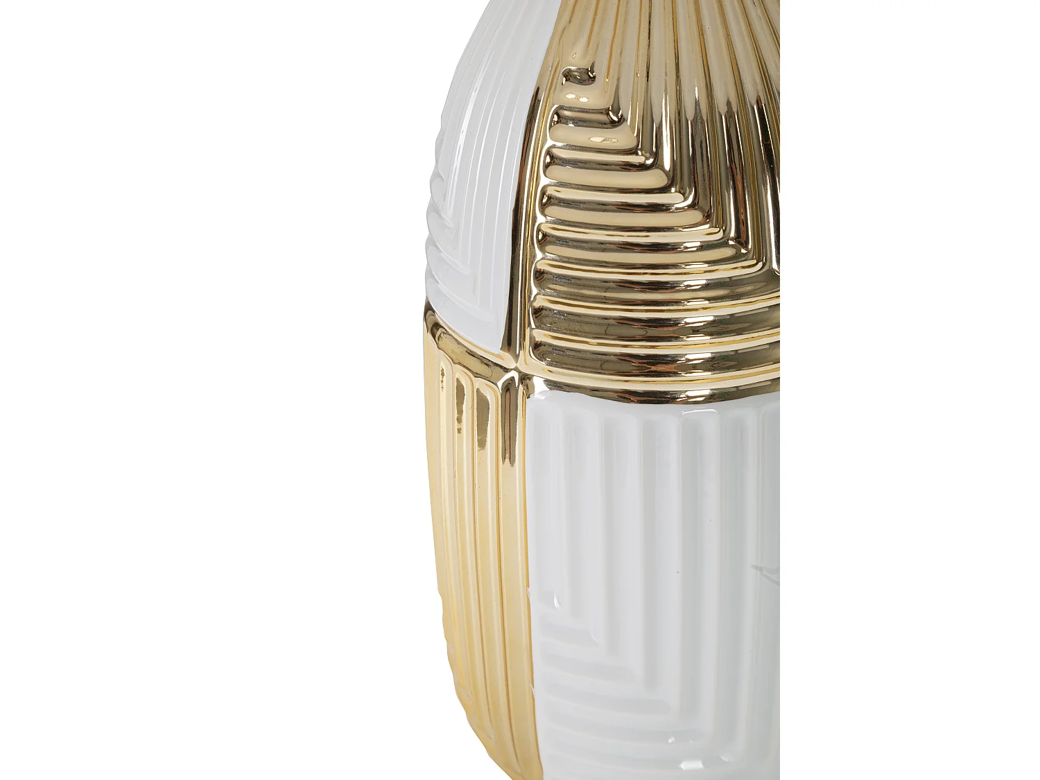 Lampe à Poser en Céramique "Line" 54cm Blanc & Or