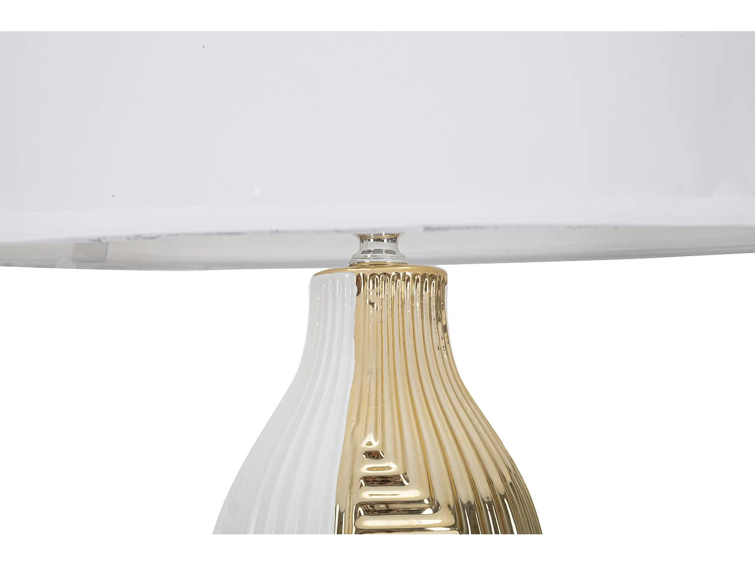 Lampe à Poser en Céramique "Line" 54cm Blanc & Or