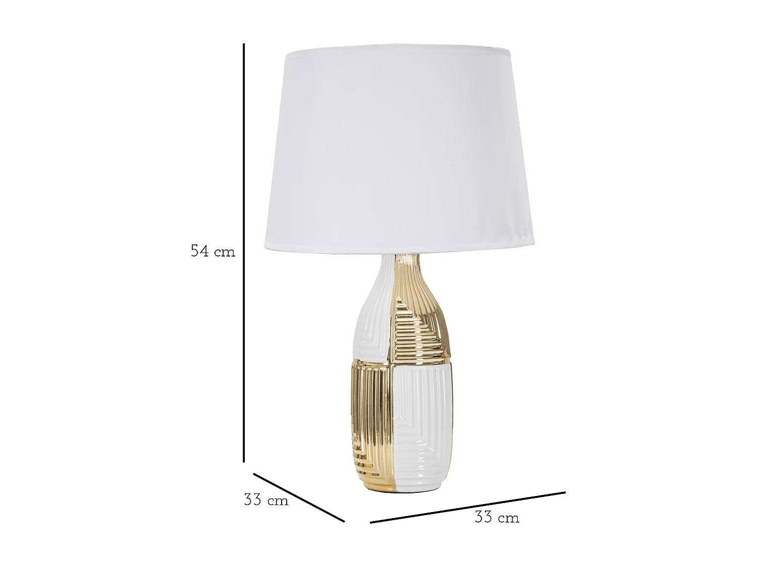 Lampe à Poser en Céramique "Line" 54cm Blanc & Or