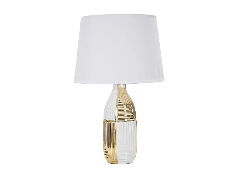 Lampe à Poser en Céramique "Line" 54cm Blanc & Or