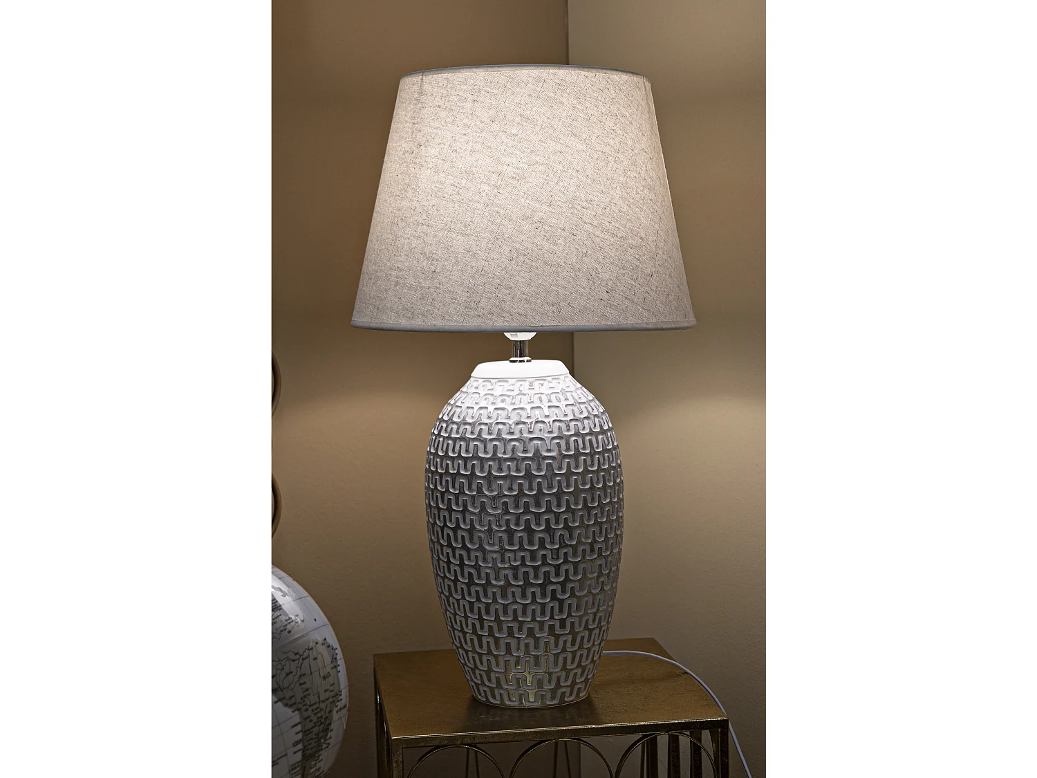 Lampe à Poser en Résine "Wave" 65cm Blanc