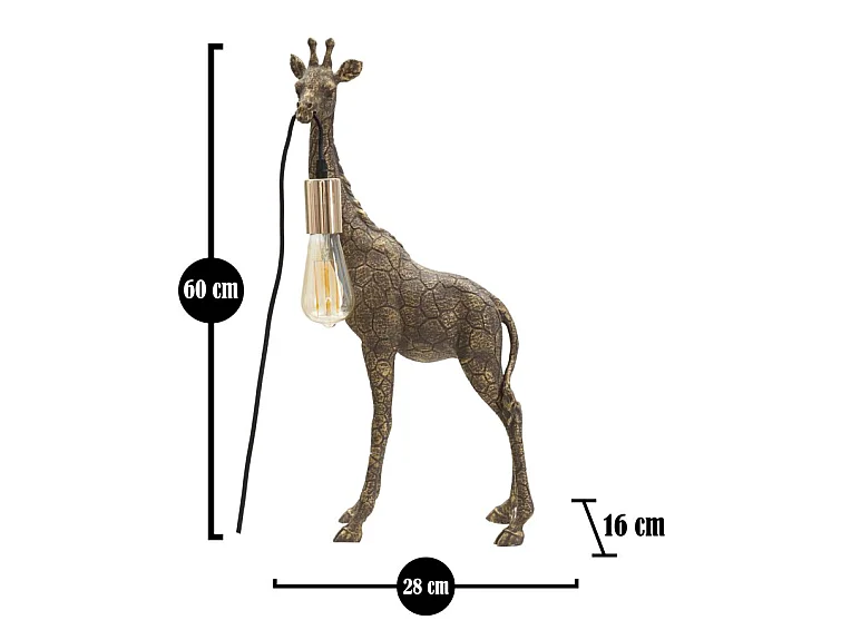 Lampada da tavolo in resina dorata giraffa cm 28x16x60