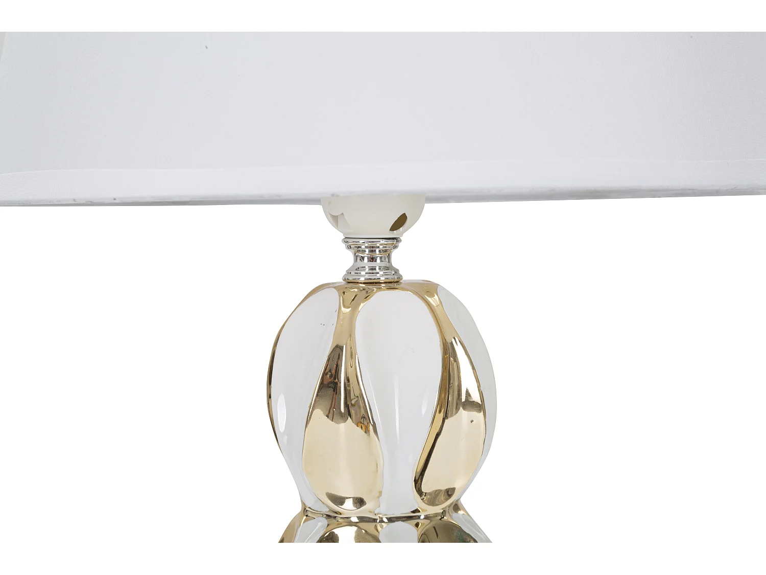 Lampada da tavolo in ceramica bianca e dorata Ø cm 28x46