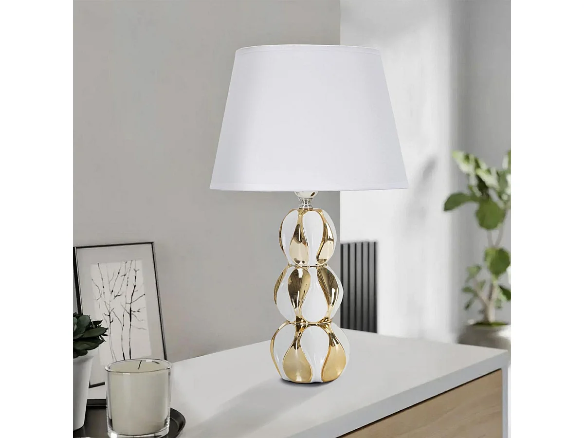 Lampe à Poser Design "Glam Balls" 46cm Blanc & Or