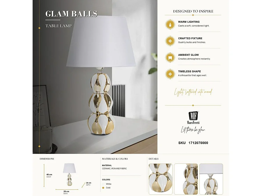 Keramik-Tischlampe mit Lampenschirm Glam Balls