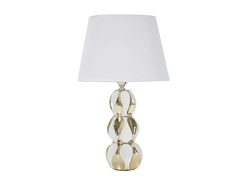 Lampada da tavolo in ceramica bianca e dorata Ø cm 28x46