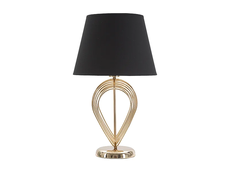 Lampada da tavolo in metallo dorata con paralume nero Ø cm 32,5x53,5
