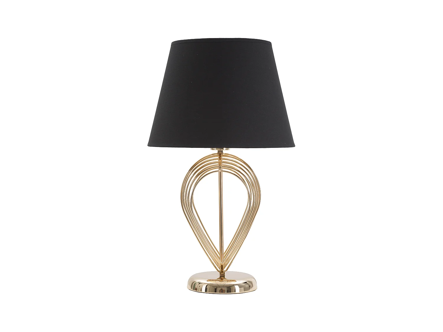 Élégante lampe de table avec abat-jour en tissu noir - Dimensions Ø 32,5 cm x H 53,5 cm - Matériaux : fer, papier et tissu