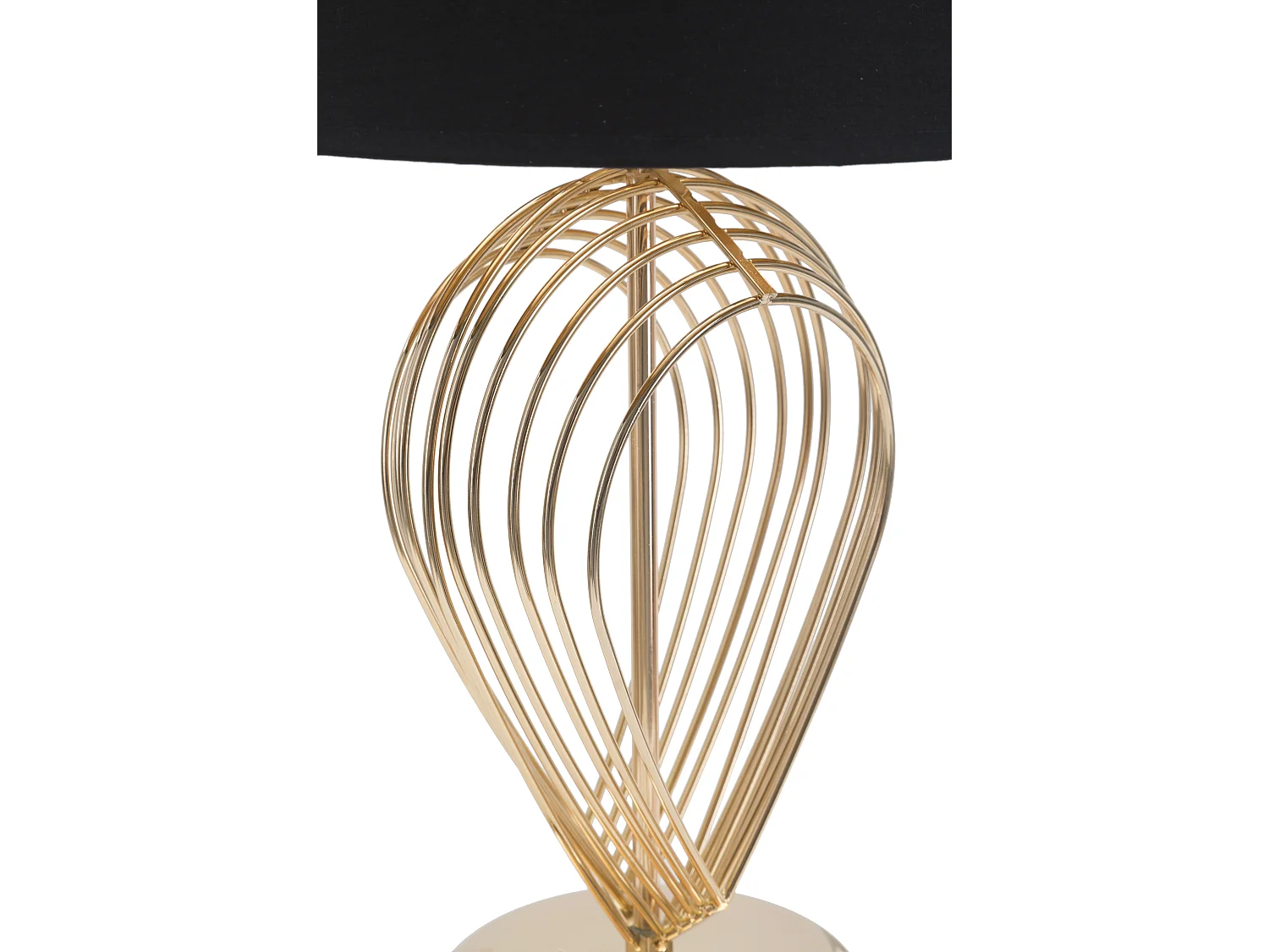 Lampada da tavolo in metallo dorata con paralume nero Ø cm 32,5x53,5