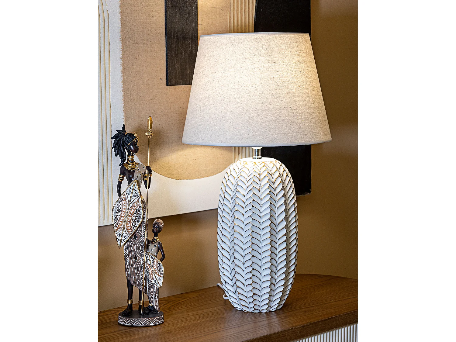 Lampada da tavolo in resina bianca Ø cm 35x65